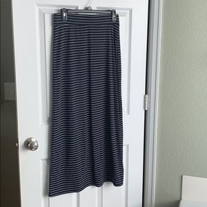 Navy and White Striped Maxi Skirt